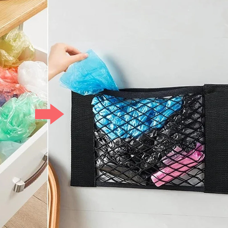 Plastposeopbevaringsnet (med klæbende tape)