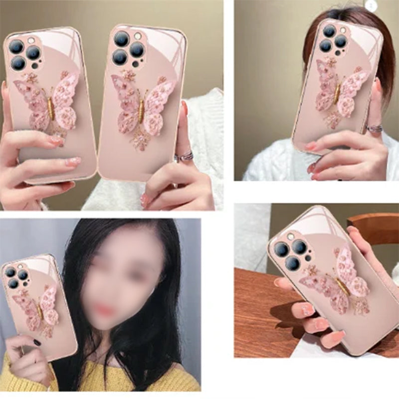 3D-Schmetterlingsmuster Glas Handyhülle für iPhone