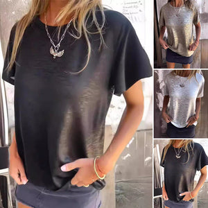 Kurzärmliges T-Shirt mit Goldfolie
