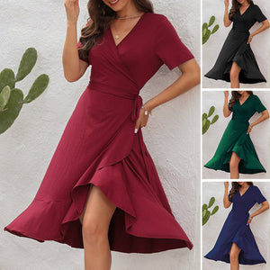 V-Ausschnitt und hoher Taille Kleid