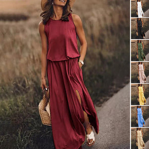 Locker geschnittenes Maxikleid mit Schlitz