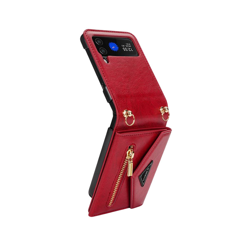 Damen Umhängetasche Handyhülle mit Geldbörse für Samsung Galaxy Z Flip3 5G/Flip4