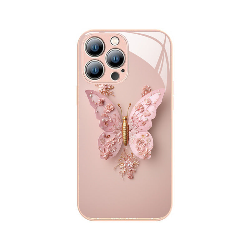 3D-Schmetterlingsmuster Glas Handyhülle für iPhone