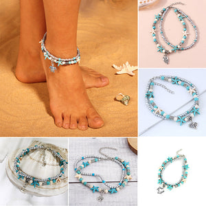 Muschel Perlen Schildkröten Fußkettchen