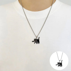 Schwarze Messerkatze Halskette