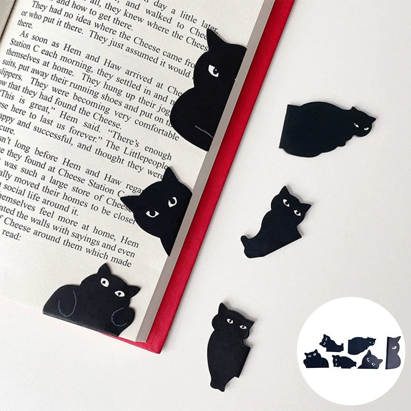 Magnetisches ungeschnittenes schwarzes Katzen Lesezeichen