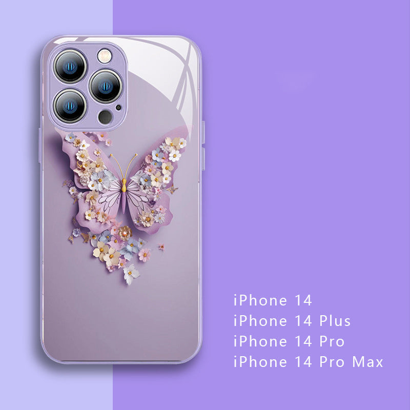 3D-Schmetterlingsmuster Glas Handyhülle für iPhone