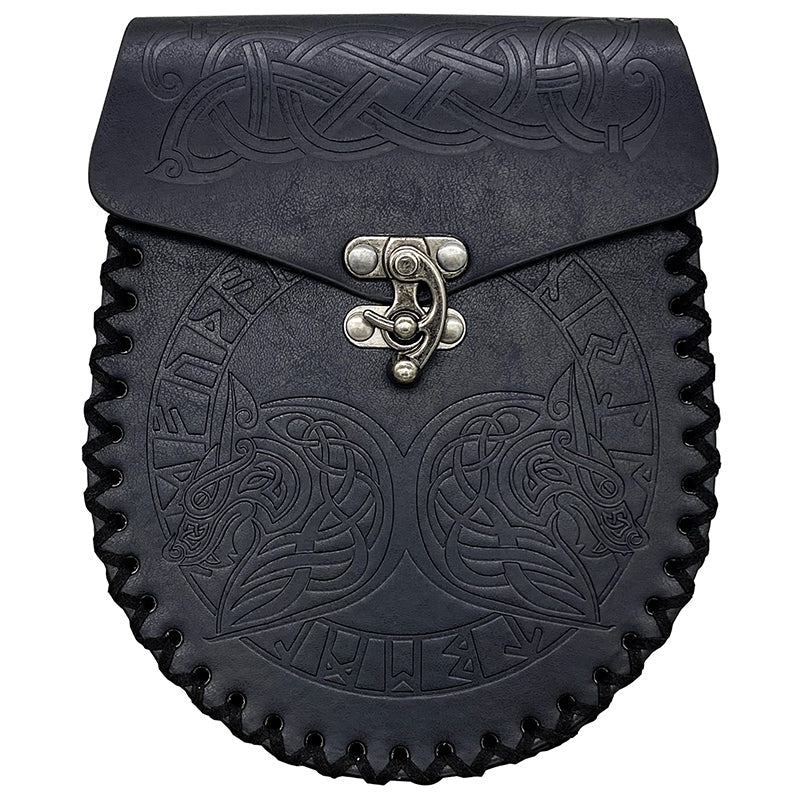 Vintage mittelalterliche nordische Gürteltasche aus geprägtem Leder